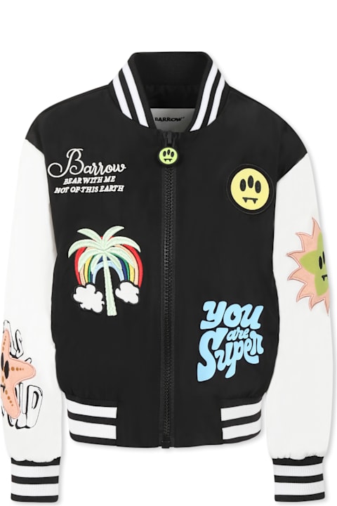 Barrow for Men Barrow Black Bomber Jacket For Kids With Smiley