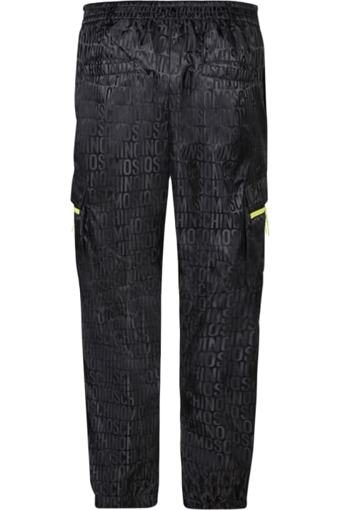 Moschino Pants for Men Moschino All Over Logo Black Trousers