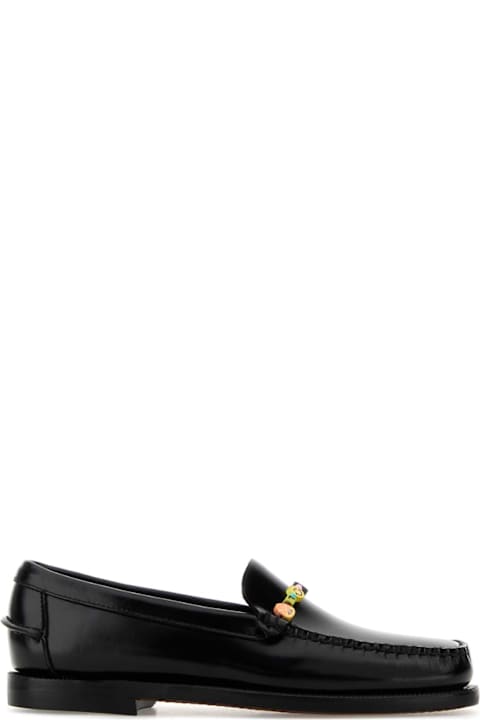 Sebago Black Leather Frank Loafers