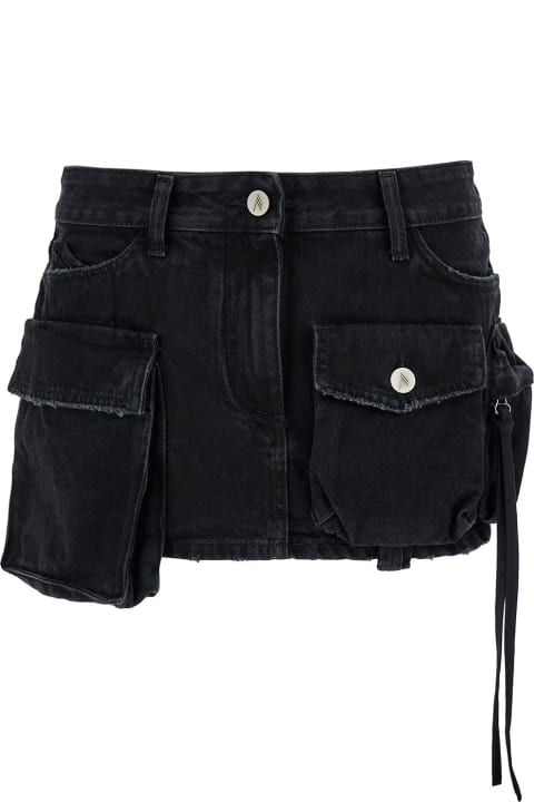 'fay' Black Mini-skirt With Oversized Cargo Pockets In Denim Woman