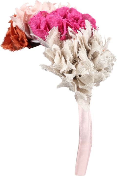 Multicolor Headband For Girl With Floral Applications
