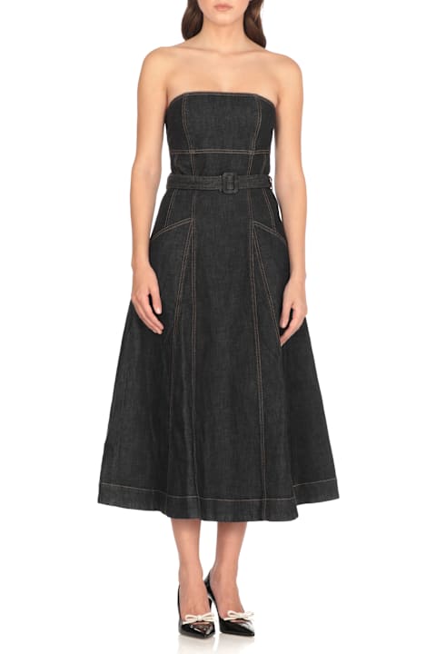 Homeware self-portrait Indigo Denim Bandeau Midi Dress