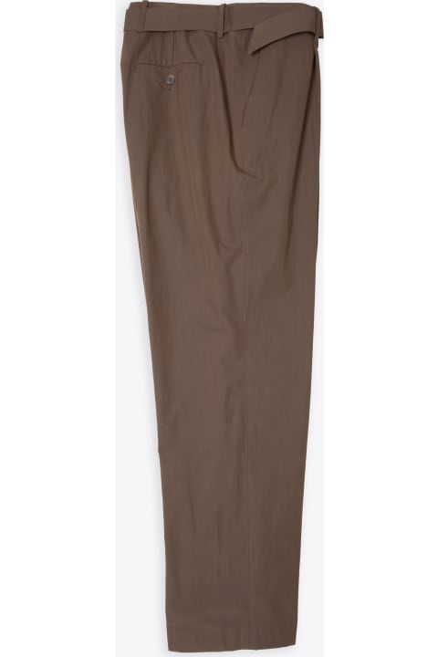 Le 17 Septembre Clothing for Men Le 17 Septembre Belted Pants Brown cotton pleated and belted pant - Belted pant