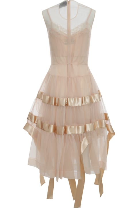 Sleeveless Midi Dress With Satin Ribbon Tier Skirt