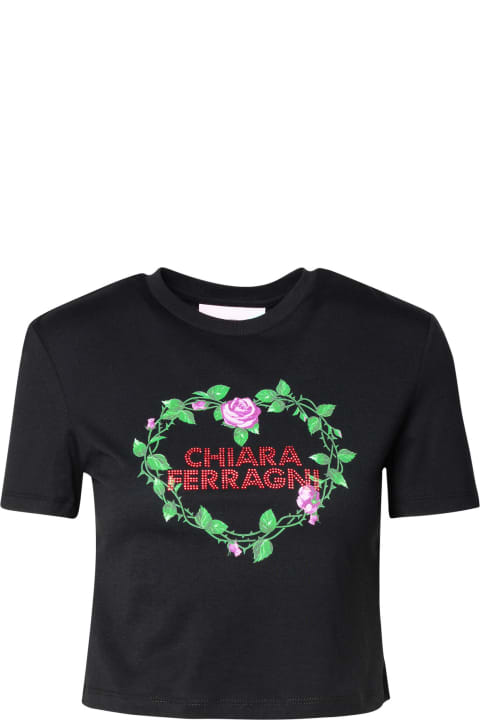 ウィメンズ Chiara Ferragniのトップス Chiara Ferragni Black Cotton T-shirt