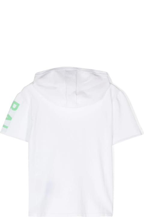 Sweaters & Sweatshirts for Boys Balmain White Short-sleeved Hoodie With Side Logo