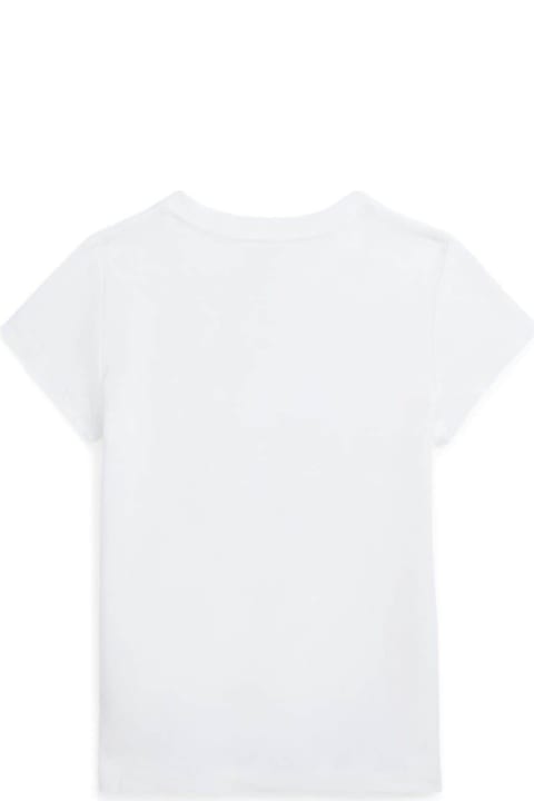 ガールズ Tシャツ＆ポロシャツ Polo Ralph Lauren White T-shirt With 'cane Francese' Print In Cotton Girl