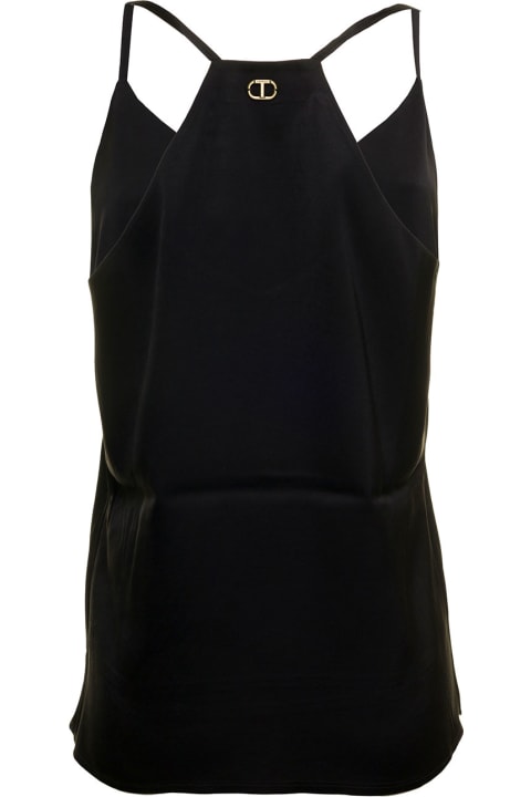Underwear & Nightwear for Women TwinSet Black Viscose Tank Top With Logotwin Set Woman TwinSet