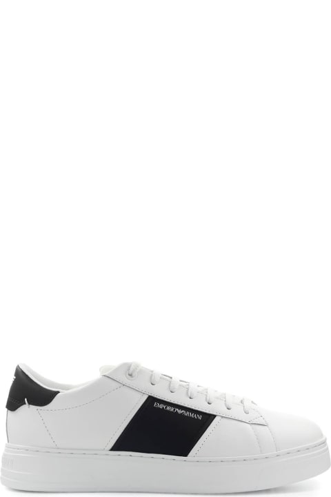 White And Black Sneaker With Logo Giorgio Armani