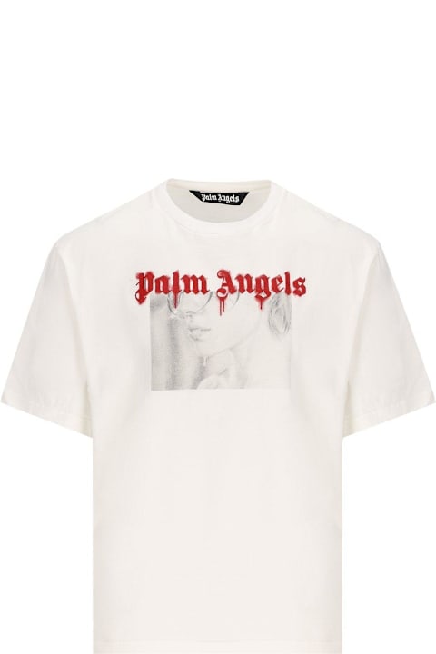 Palm Angels for Men Palm Angels Logo Printed Crewneck T-shirt