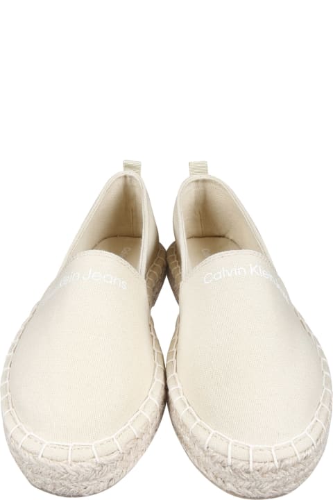 Shoes for Girls Calvin Klein Beige Espadrilles For Girl With Logo