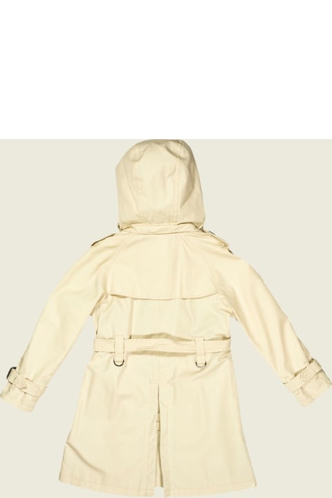 Burberry Coats & Jackets for Girls Burberry Classic Beige Cotton Trench Coat With Check Interior With Detachable Hood