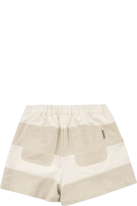 Wide Striped Cotton Shorts