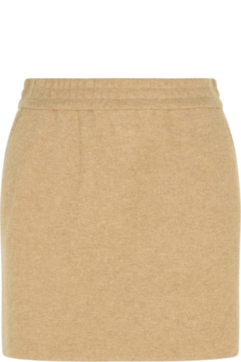 تنورات لـ السيدات Max Mara 'onagro' Brown Cashmere Blend Skirt