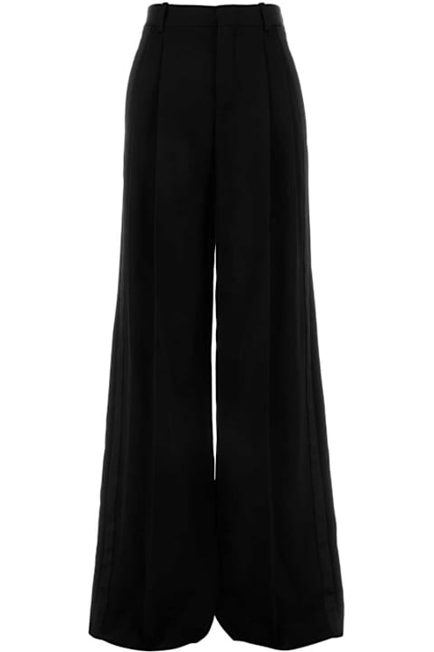 Saint Laurent Pants & Shorts for Women Saint Laurent Black Wool Wide-leg Pant