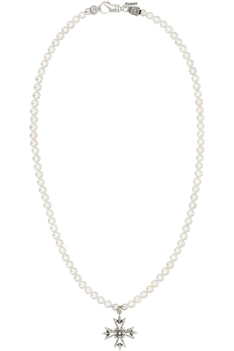 Emanuele Bicocchi for Kids Emanuele Bicocchi Emanuele Bicocchi Pearl Necklace With Silver Cross Pendant