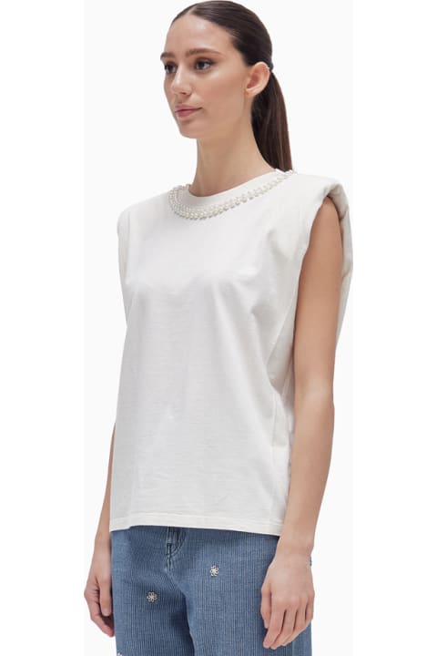 Golden Goose Topwear for Women Golden Goose Isabel T-shirt With Applied Pearls