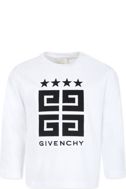 Fashion for Boys Givenchy White T-shirt For Boy With Logo And Stars