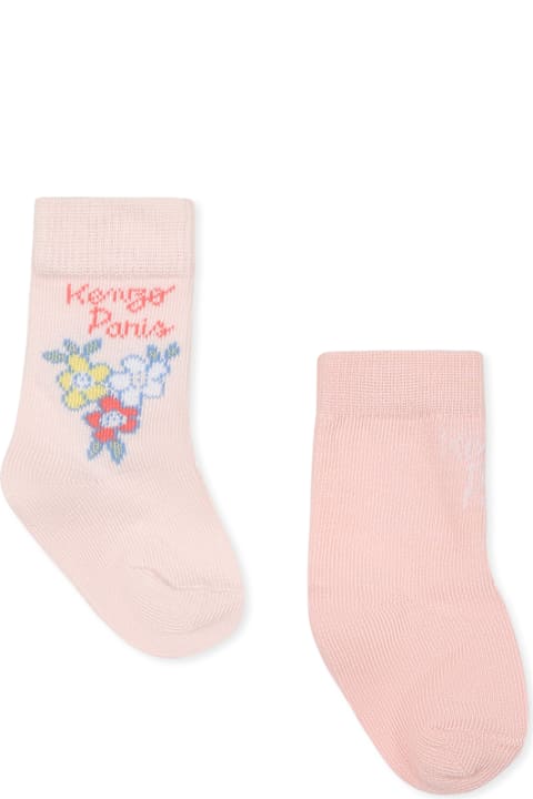 Shoes for Baby Boys Kenzo Kids Pink Socks Set For Baby Girl With Logo
