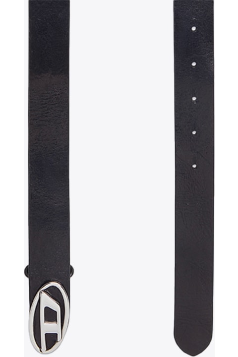 Diesel Belts for Women Diesel Oval D Logo B-1dr-layer Mat black and shiny black leather reversible belt - B-1dr Layer