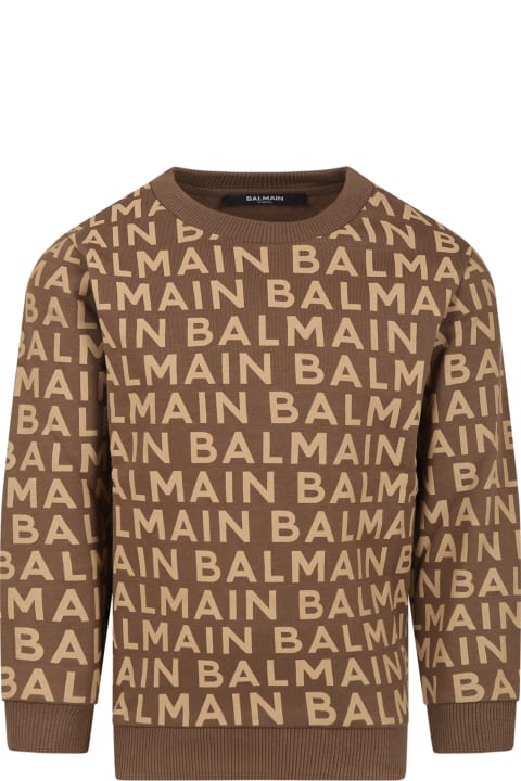 أدوات منزلية Balmain Brown Sweatshirt For Kids With Logo