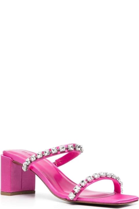 Fashion for Women BY FAR Fucsia Tanya Mules Sandals With Crystal Embellishment In Leather Woman