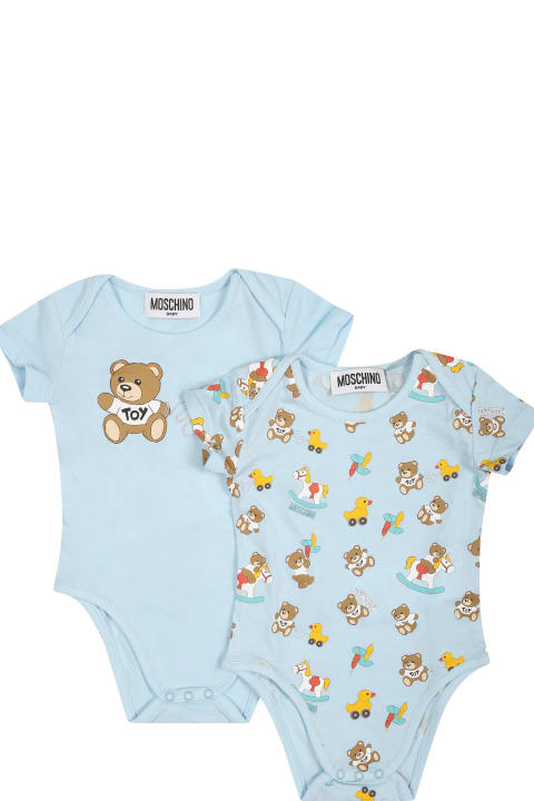 Moschino for Kids Moschino Light Blue Set For Baby Boy With Teddy Bear