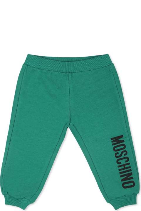 Moschino Bottoms for Baby Girls Moschino Green Trousers For Babykids With Logo