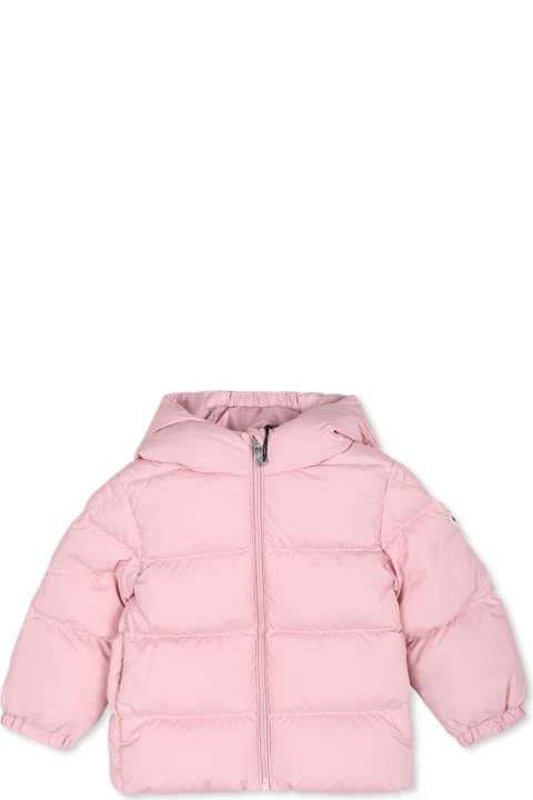 Moncler Coats & Jackets for Baby Girls Moncler Sharon Pink Down Jacket For Baby Girlwith Logo