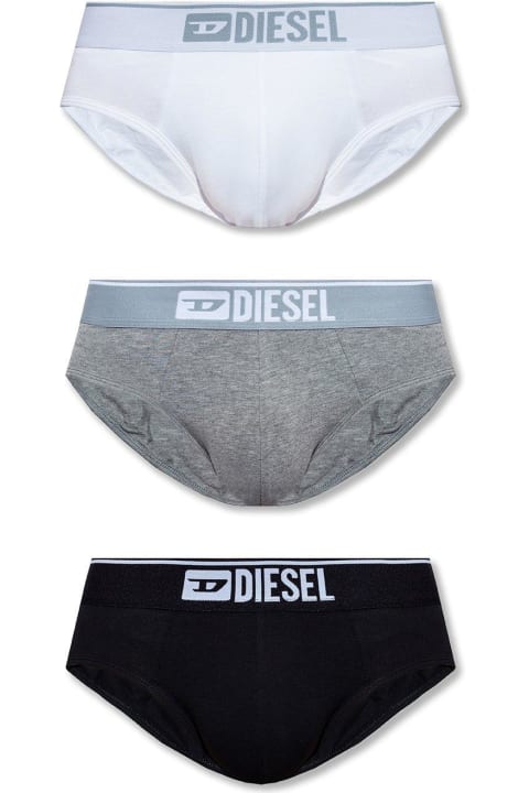 Diesel Underwear for Men Diesel Umbr-andre Three-pack Logo-embroidered Briefs Set
