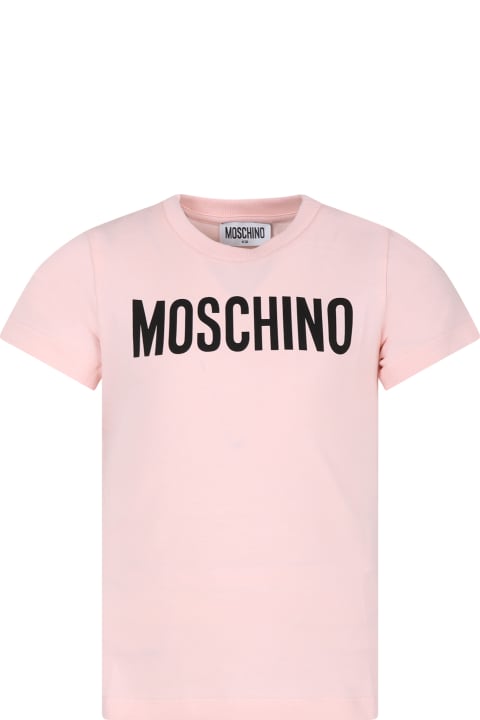 Moschino for Kids Moschino Pink T-shirt For Girl With Logo