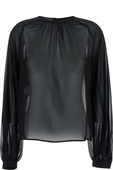 The Andamane Topwear for Women The Andamane Black Blouse With Crew Neck In Stretch Silk Woman
