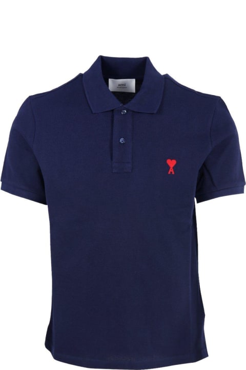 Shirts for Men Ami Alexandre Mattiussi Paris Ami De Coeur Logo Embroidered Polo Shirt