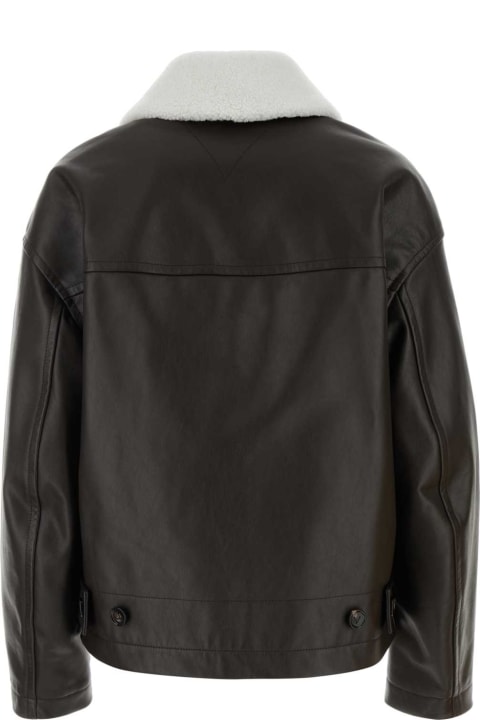 ウィメンズ ウェア Bottega Veneta Dark Brown Leather Jacket