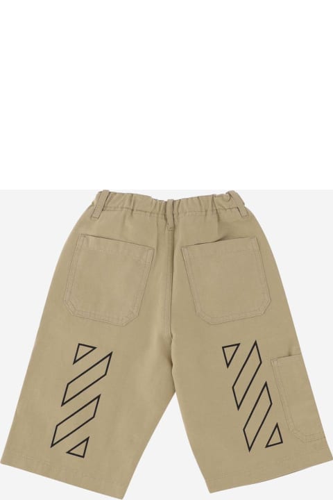 Sale for Kids Off-White Cotton Bermuda Shorts With Logo