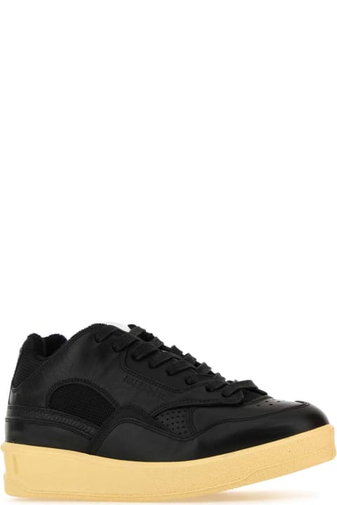 Jil Sander for Women Jil Sander Black Leather And Fabric Basket Sneakers