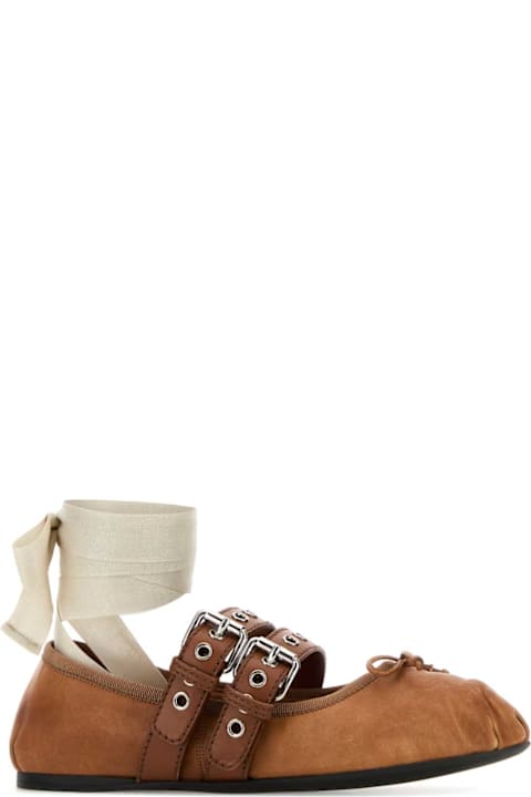 Miu Miu Caramel Leather Ballerinas