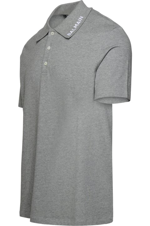 Grey Cotton Polo Shirt