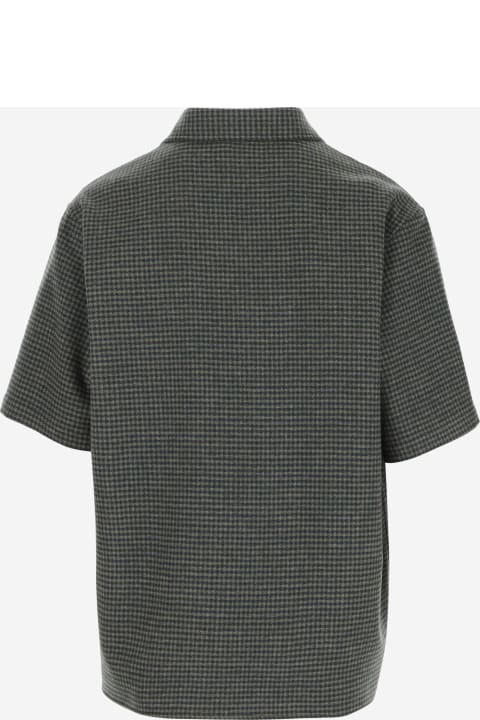 DARKPARK الملابس لـ القسم الرجالي DARKPARK Wool Blend Shirt With Check Pattern