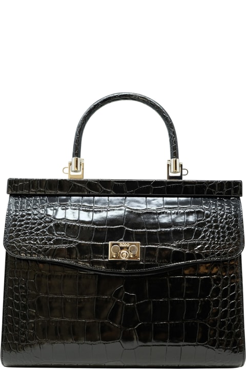 Rodo for Women Rodo Rodo Black Croco Leather Paris Handbag