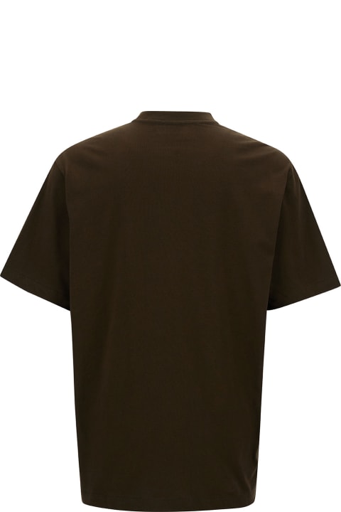 Topwear for Men AMIRI Brown T-shirt With Contrasting Logo Print In Cotton Man