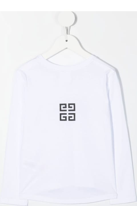 Topwear for Girls Givenchy Kids White Long Sleeve T-shirt With Signature And Logo