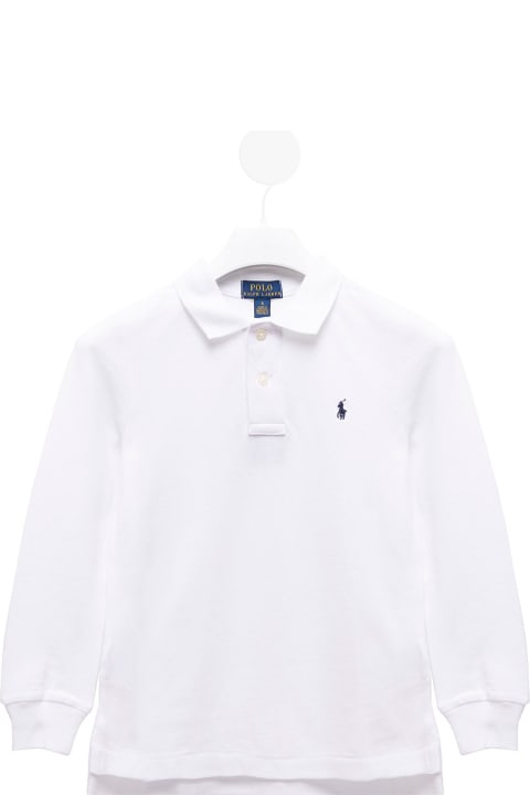 Polo Ralph Lauren T-Shirts & Polo Shirts for Boys Polo Ralph Lauren White Piquet Cotton Polo Shirt With Logo Polo Ralph Lauren Kids Boy