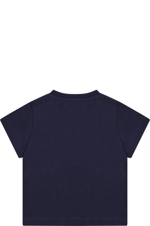 Moschino Topwear for Baby Boys Moschino Blue T-shirt For Babies With Logo
