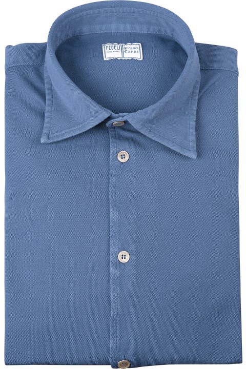 Fedeli for Men Fedeli Teorema Shirt In Cerulean Blue Cotton Piqué