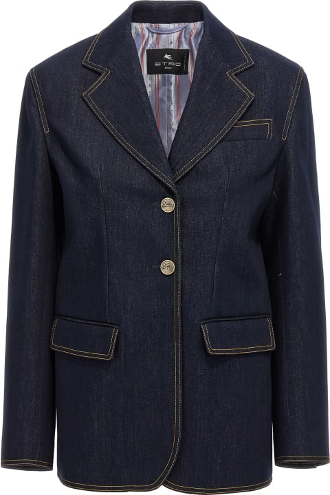 Homeware Etro Single-breasted Denim Blazer