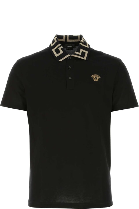 Clothing for Men Versace Black Piquet Polo Shirt