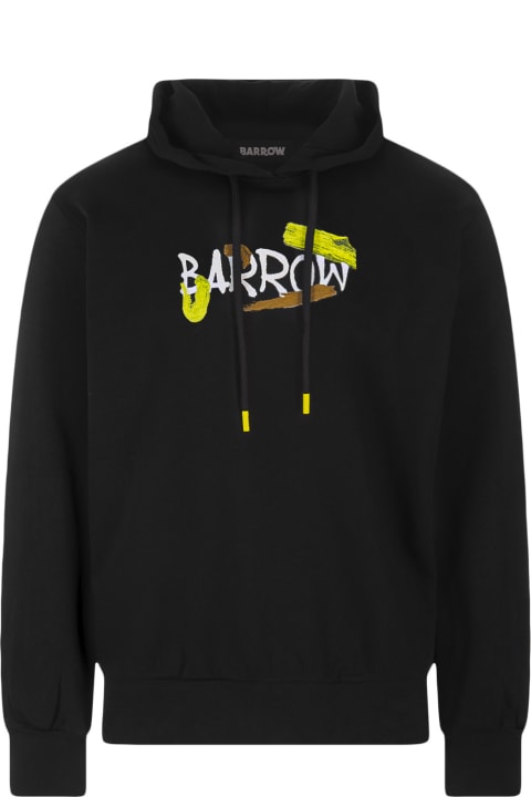 Fleeces & Tracksuits for Women Barrow Black Hoodie With Lettering And Graphic Print