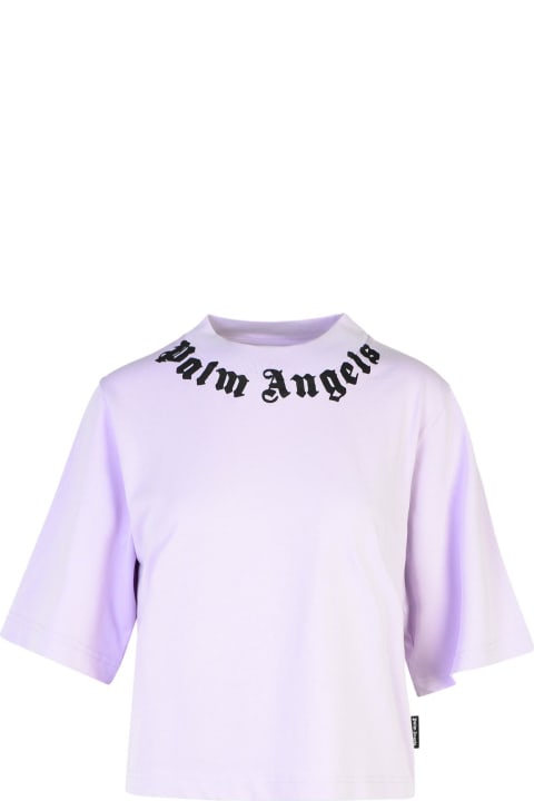 Palm Angels Topwear for Women Palm Angels Lilac Cotton T-shirt