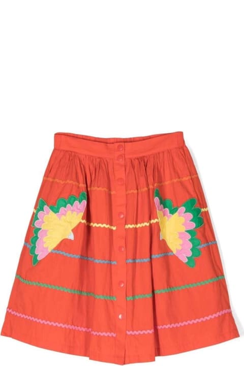 Stella McCartney Kids Stella McCartney Kids Buttoned-up Skirt With Graphic Print In Orange Cotton Woman